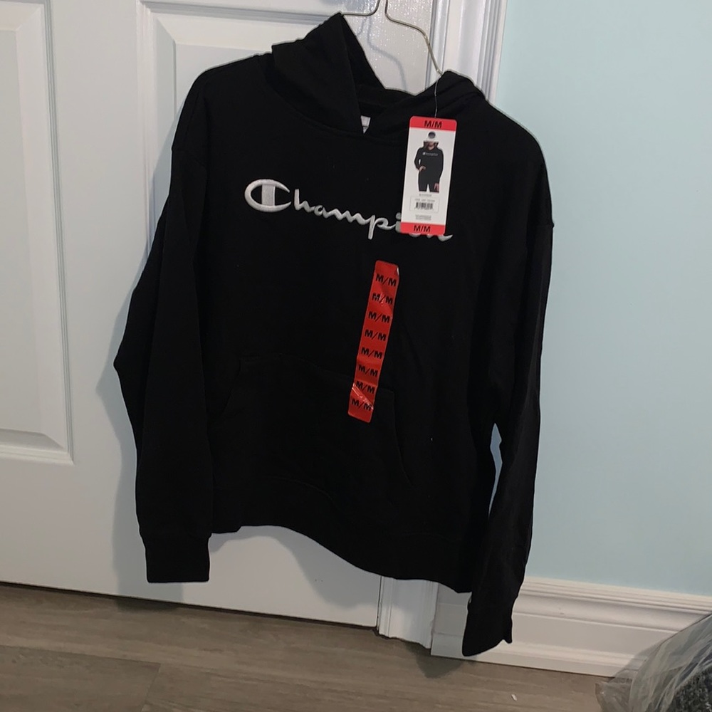 BNWT THIN BLACK CHAMPION LOGO HOODIE
